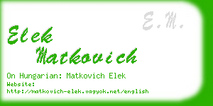 elek matkovich business card